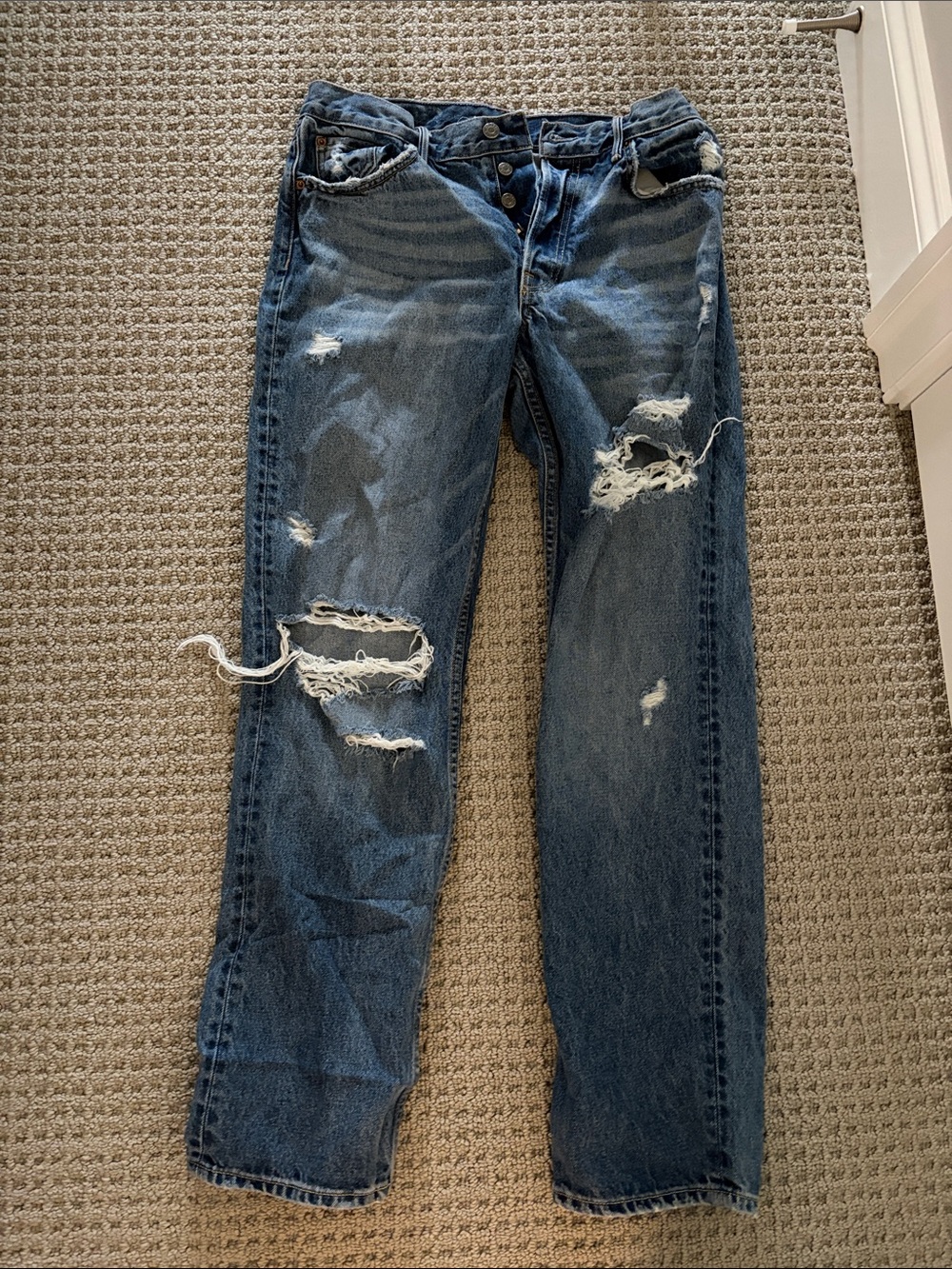 GRLFRND Distressed Dark Blue Boyfriend Jeans